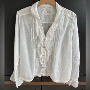 We The Free white cotton button down cotton top Blouse • S